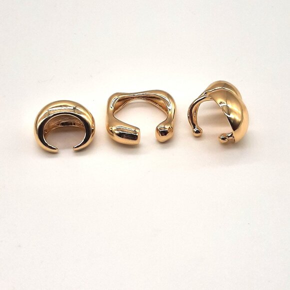 Urban Outfitters Chunky Gold-Tone Cuff Earrings Set Of 3 Modern Minimalist - Picture 2 of 2